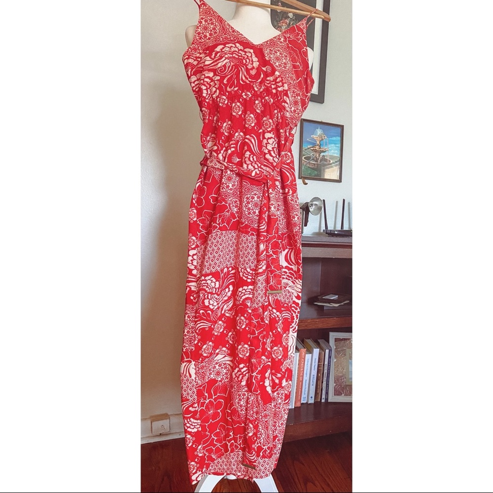 Red maxi beach dress